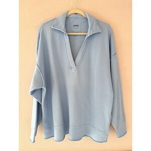 Aerie Blue Oversized Pullover Sweatshirt Top Size Medium
